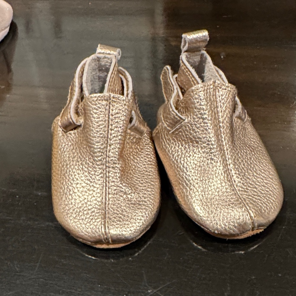 Zutano Gold Leather Baby Shoes, 0-6mos